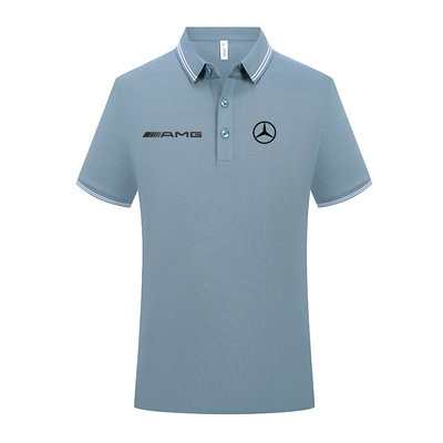 Polo Mercedes AMG Homme Manche Courte 2023 Slim Fit Poloshirt Casual Col Contrasté